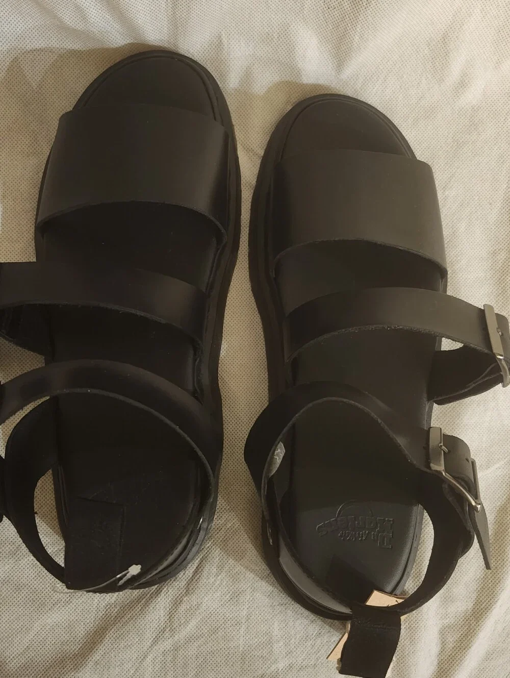 Dr. Martens Black Triple-Buckle Platform Sandals